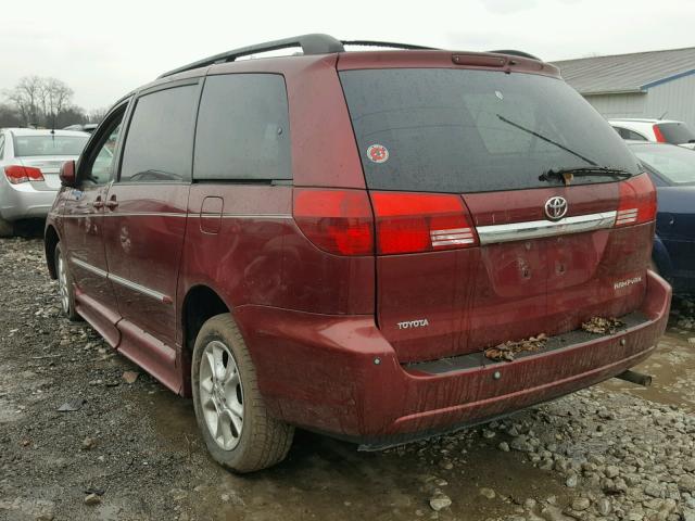 5TDZA22C65S374401 - 2005 TOYOTA SIENNA XLE BURGUNDY photo 3