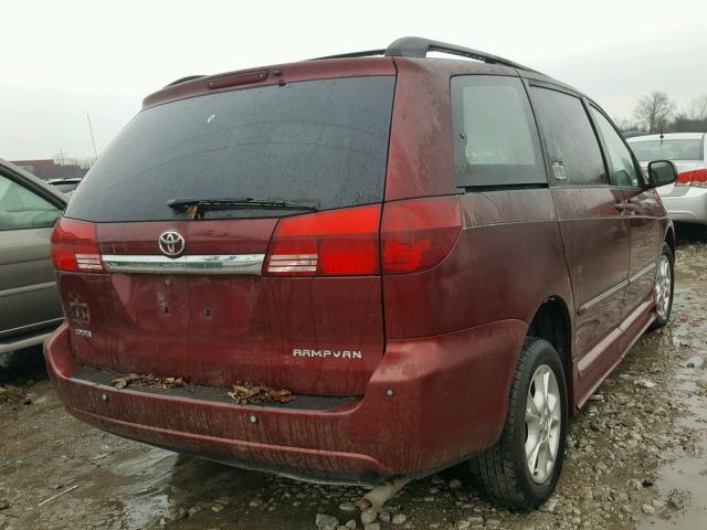 5TDZA22C65S374401 - 2005 TOYOTA SIENNA XLE BURGUNDY photo 4