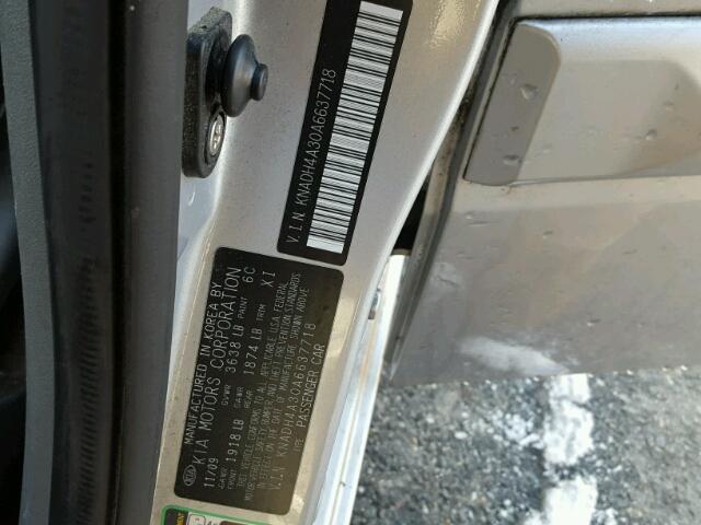 KNADH4A30A6637718 - 2010 KIA RIO LX Արծաթագույն լուսանկար 10