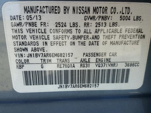 JN1BV7AR6EM682157 - 2014 INFINITI Q50 BASE Gris foto 10