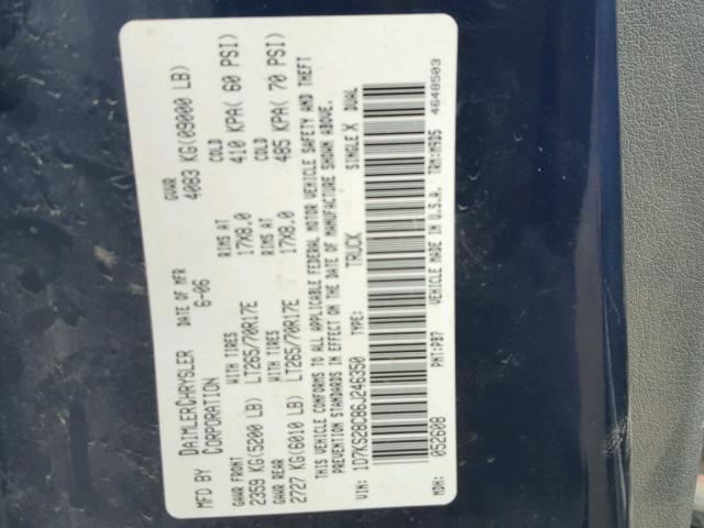 1D7KS28C86J246350 - 2006 DODGE RAM 2500 S BLUE photo 10