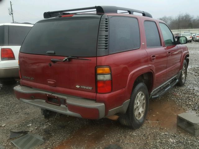 1GNEK13T55R247147 - 2005 CHEVROLET TAHOE K150 MAROON photo 4