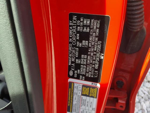 KNDJP3A58G7358170 - 2016 KIA SOUL + RED photo 10