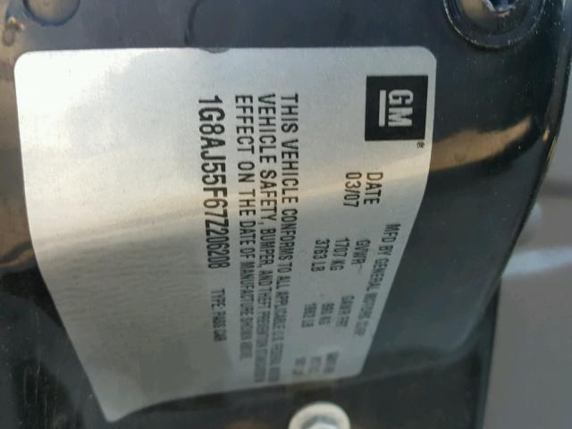 1G8AJ55F67Z206208 - 2007 SATURN ION LEVEL 黑色 照片 10