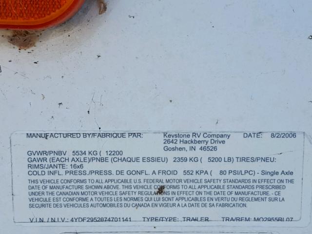 4YDF2952074701141 - 2007 KEYSTONE MONTANA WHITE photo 10