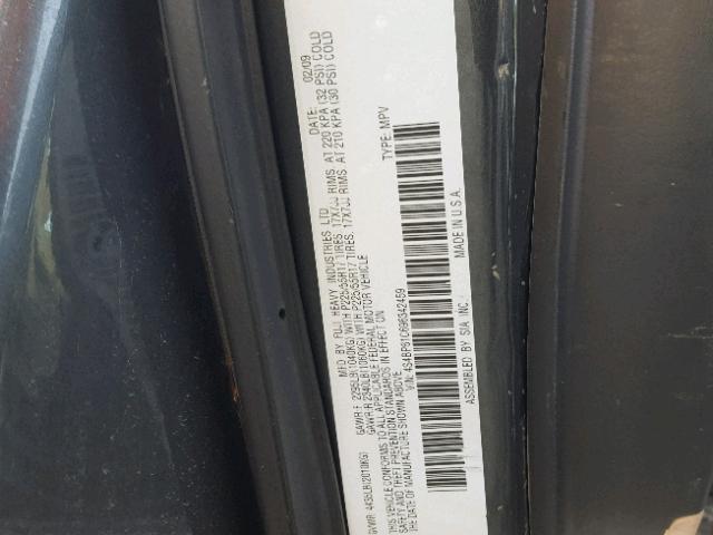 4S4BP61C696342459 - 2009 SUBARU OUTBACK 2. CHARCOAL photo 10