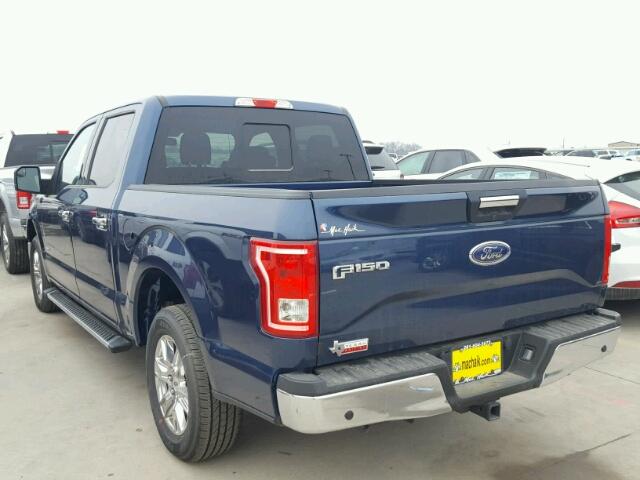 1FTEW1CP5HKC03758 - 2017 FORD F150 SUPER BLUE photo 3