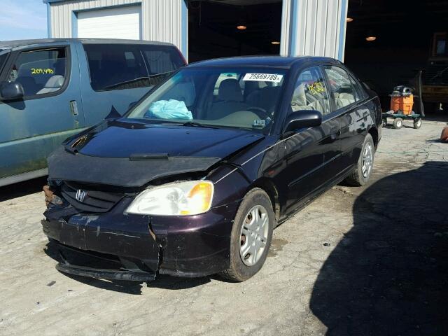 2HGES16561H595525 - 2001 HONDA CIVIC LX MAROON photo 2