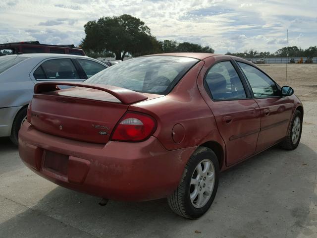 1B3ES56C74D587764 - 2004 DODGE NEON SXT RED photo 4