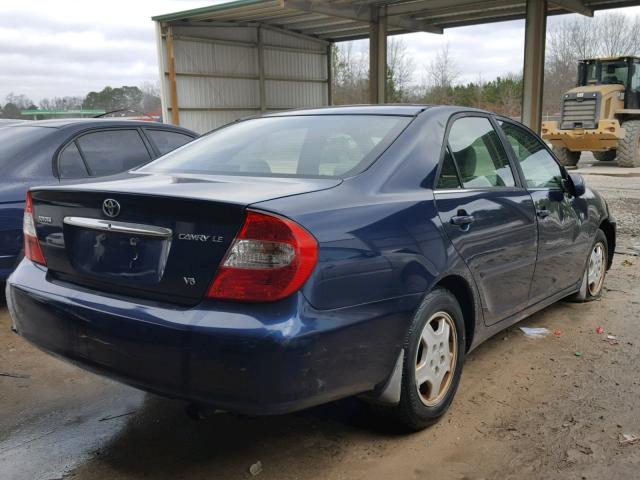 4T1BF32K12U524188 - 2002 TOYOTA CAMRY LE BLUE photo 4