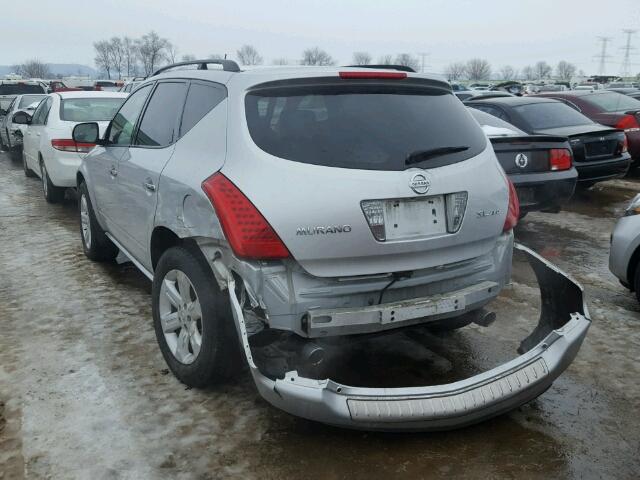 JN8AZ08W06W527601 - 2006 NISSAN MURANO SL SILVER photo 3