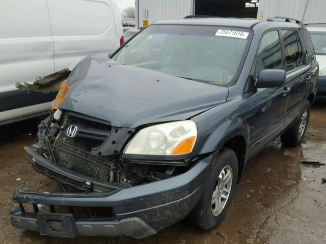 5FNYF18545B051811 - 2005 HONDA PILOT EXL BLUE photo 2