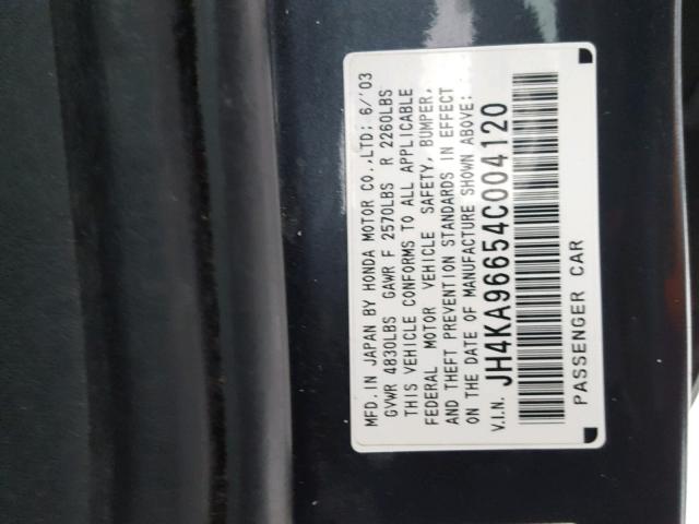 JH4KA96654C004120 - 2004 ACURA 3.5RL GRAY photo 10