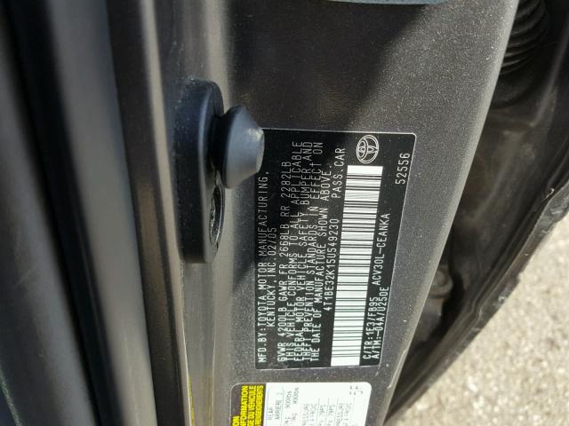 4T1BE32K15U549230 - 2005 TOYOTA CAMRY LE GOLD photo 10