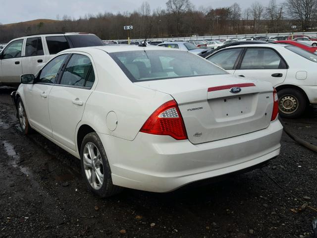 3FAHP0HA0CR248674 - 2012 FORD FUSION SE WHITE photo 3