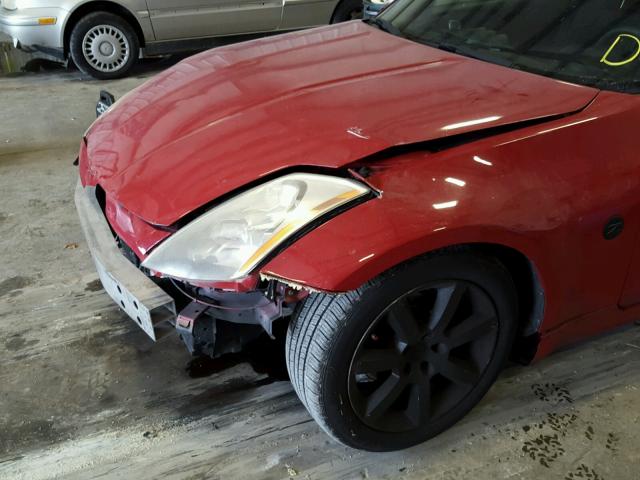 JN1AZ34E04T062281 - 2004 NISSAN 350Z COUPE RED photo 9