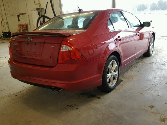 3FAHP0HA6CR192014 - 2012 FORD FUSION SE BURGUNDY photo 4