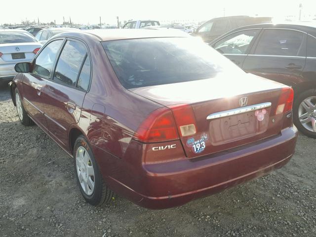 2HGES26722H606058 - 2002 HONDA CIVIC EX მუქწითელი ფოტო 3