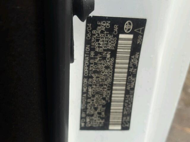 JTKDE177850004986 - 2005 TOYOTA SCION TC 白色 照片 10