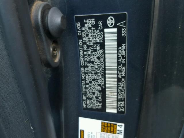 JTKDE177750040278 - 2005 TOYOTA SCION TC 灰色 照片 10