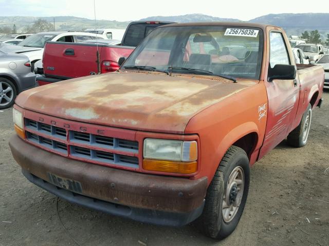 1B7FL26G7NS629512 - 1992 DODGE DAKOTA RED photo 2