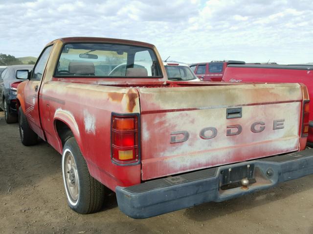 1B7FL26G7NS629512 - 1992 DODGE DAKOTA RED photo 3