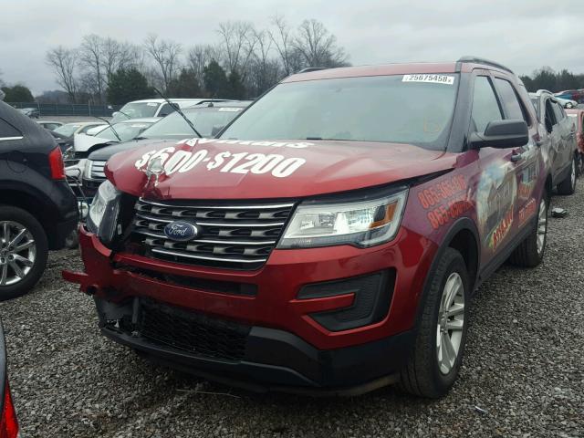 1FM5K8B82GGA55192 - 2016 FORD EXPLORER RED photo 2