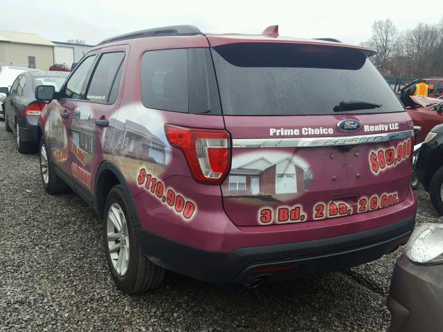 1FM5K8B82GGA55192 - 2016 FORD EXPLORER RED photo 3