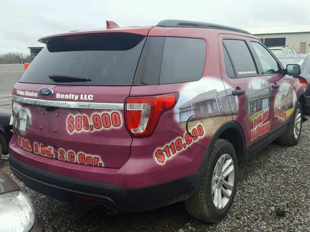 1FM5K8B82GGA55192 - 2016 FORD EXPLORER RED photo 4