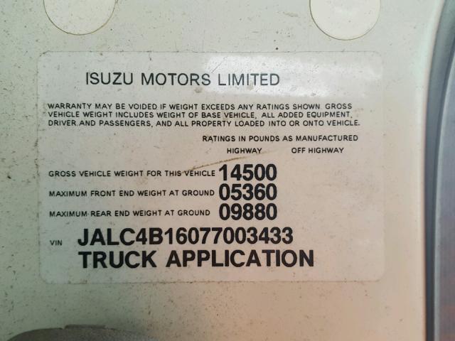 JALC4B16077003433 - 2007 ISUZU NPR WHITE photo 10