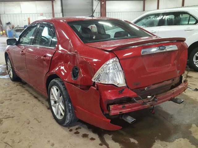 3FAHP0JG2AR225893 - 2010 FORD FUSION SEL RED photo 3