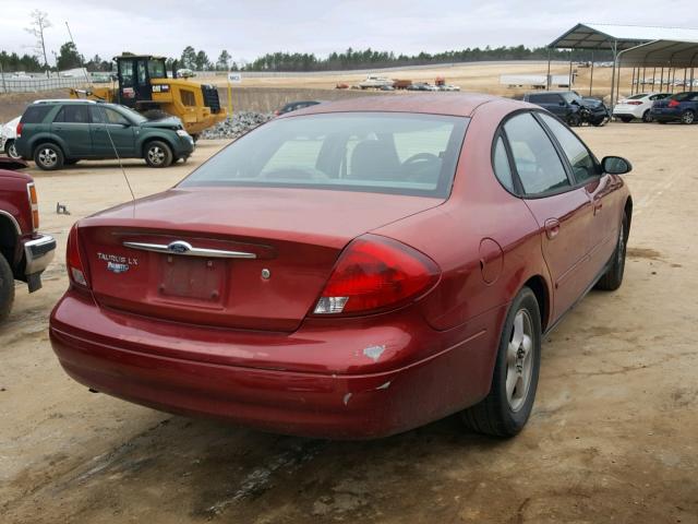 1FAFP52U4YA106496 - 2000 FORD TAURUS LX RED photo 4