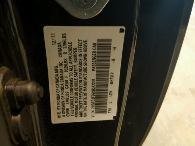 2HGFB2F96CH542209 - 2012 HONDA CIVIC EXL BLACK photo 10
