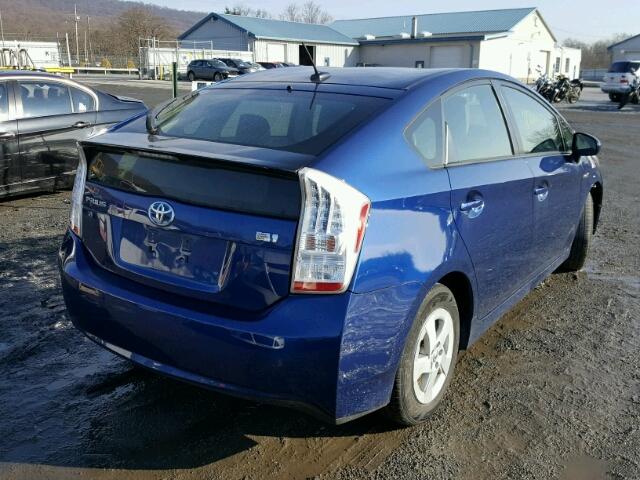 JTDKN3DU1B1453758 - 2011 TOYOTA PRIUS BLUE photo 4