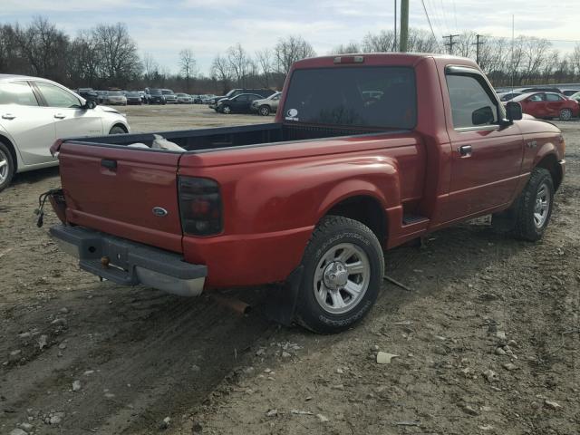 1FTYR10C2YPA25574 - 2000 FORD RANGER MAROON photo 4