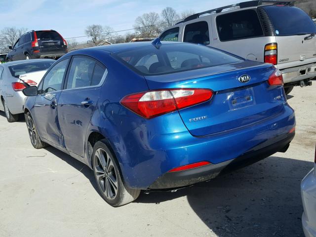 KNAFX4A89F5321528 - 2015 KIA FORTE EX BLUE photo 3