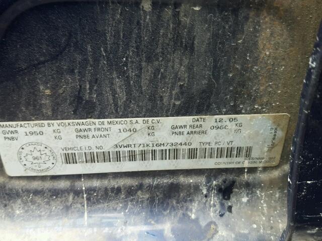 3VWRT71K16M732440 - 2006 VOLKSWAGEN JETTA TDI BLUE photo 10