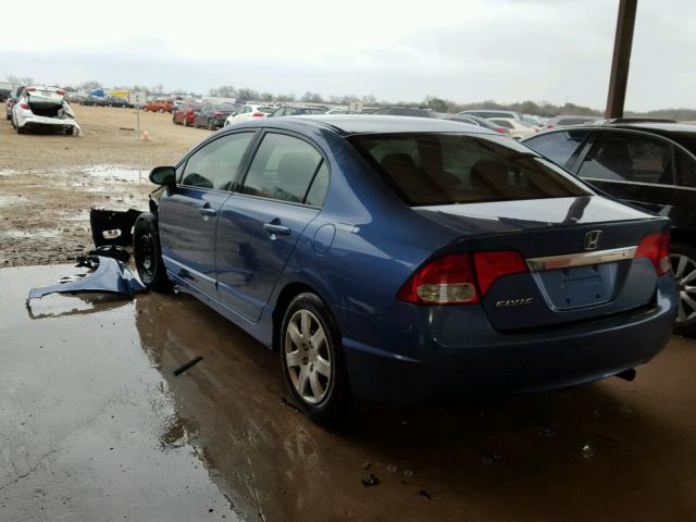 19XFA16549E041266 - 2009 HONDA CIVIC LX BLUE photo 3