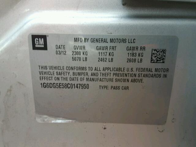 1G6DG5E58C0147950 - 2012 CADILLAC CTS LUXURY BURN photo 10