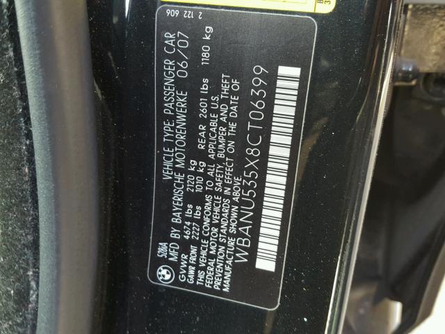 WBANU535X8CT06399 - 2008 BMW 528 I BLACK photo 10