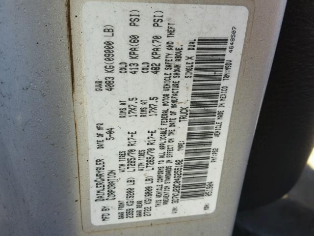 3D7KU28C04G255102 - 2004 DODGE RAM 2500 S SILVER photo 10