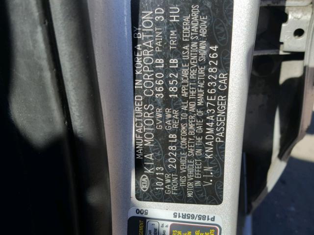 KNADM4A37E6328264 - 2014 KIA RIO LX Արծաթագույն լուսանկար 10