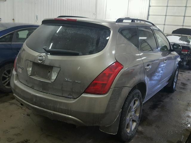 JN8AZ08W84W336554 - 2004 NISSAN MURANO SL TAN photo 4