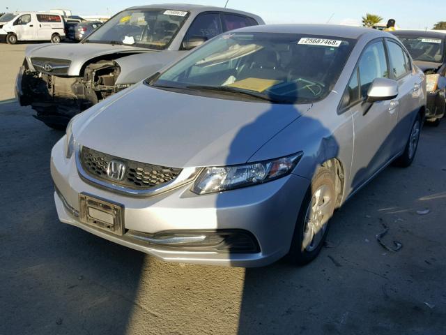 19XFB2F54DE208592 - 2013 HONDA CIVIC LX SILVER photo 2