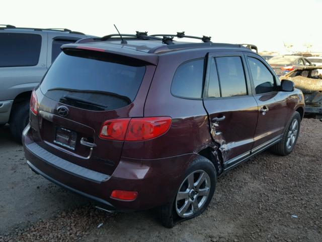 5NMSH13E17H029502 - 2007 HYUNDAI SANTA FE S MAROON photo 4