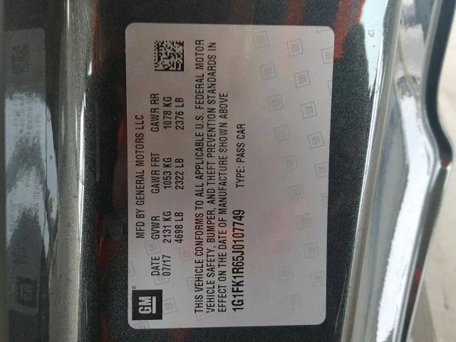 1G1FK1R65J0107749 - 2018 CHEVROLET CAMARO ZL1 石墨色 照片 10