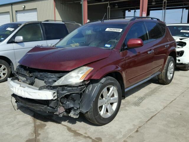 JN8AZ08T87W513646 - 2007 NISSAN MURANO SL BURGUNDY photo 2