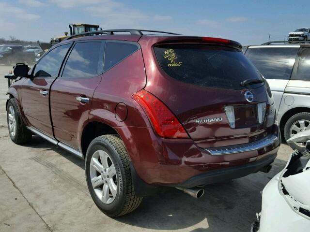 JN8AZ08T87W513646 - 2007 NISSAN MURANO SL BURGUNDY photo 3