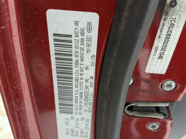 1C4NJDBB0GD521540 - 2016 JEEP COMPASS SP MAROON photo 10