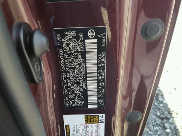 JTKDE177750028731 - 2005 TOYOTA SCION TC BURGUNDY photo 10